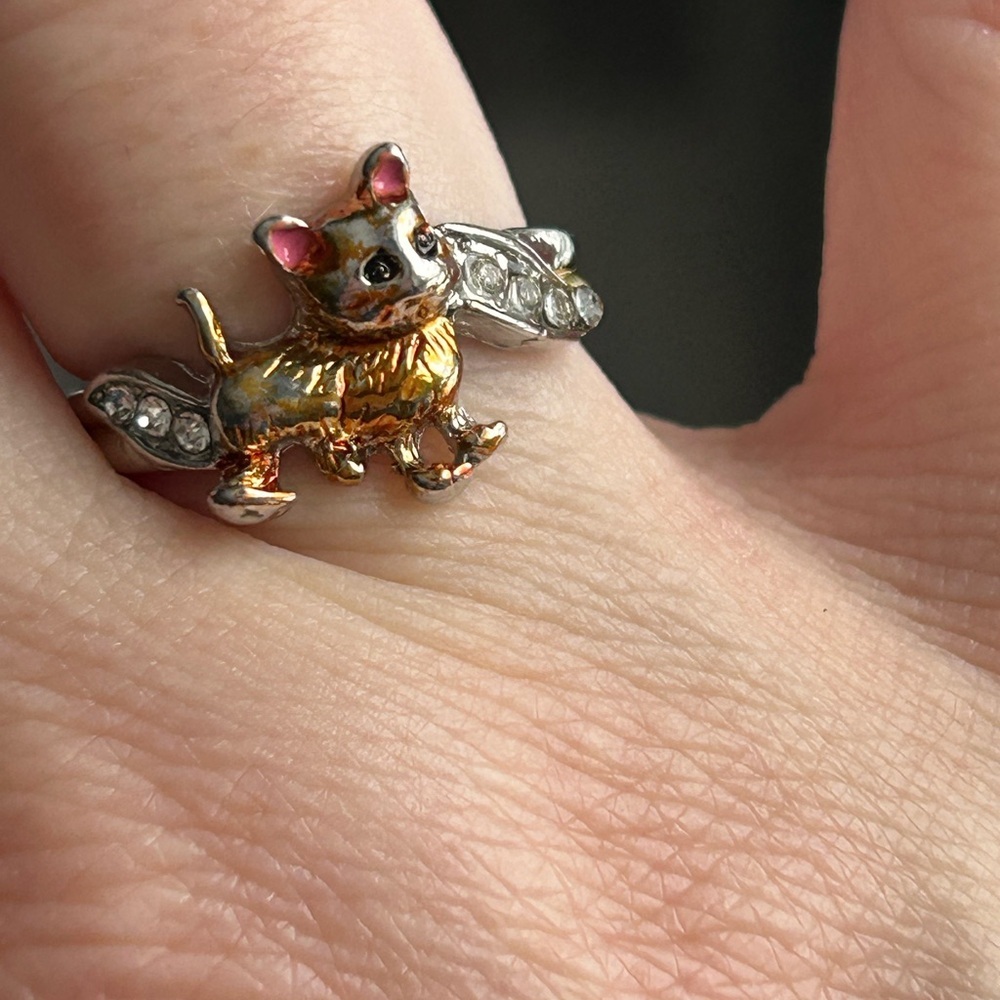 4/$50 anima felineGold and Silver Cat Ring size 6 1/4